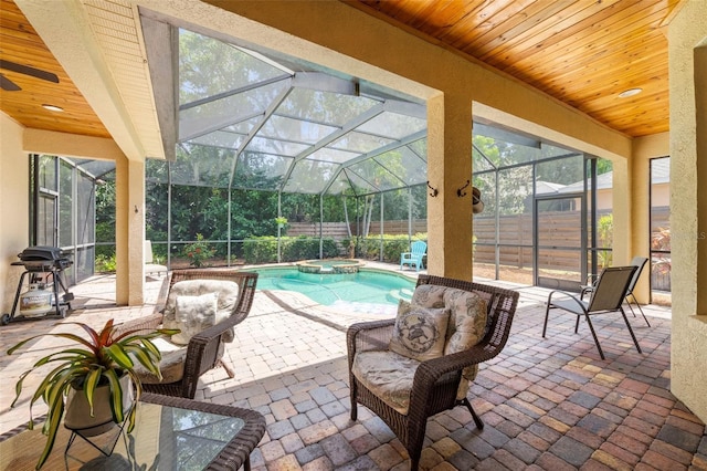 743 Stonecrest Dr, Sarasota, FL 34232 - view of pool with a grill, a patio, a lanai, and a pool with connected hot tub