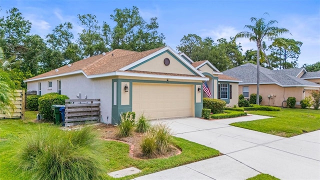 743 Stonecrest Dr, Sarasota, FL 34232 - ranch-style home featuring stucco siding, an attached garage, and driveway