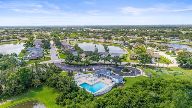 4194 Banbury Cir, Parrish, FL 34219 - aerial perspective of suburban area with a pool area and a large body of water
