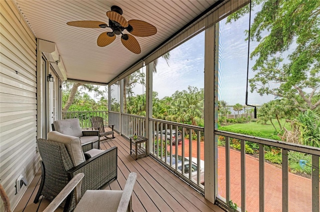 8963 Fishermens Bay Dr, Sarasota, FL 34231 - sunroom with a ceiling fan