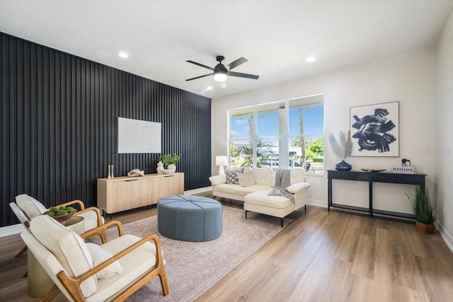 800 NW 36th Ave, Cape Coral, FL 33993 - living area featuring wood finished floors, ceiling fan, recessed lighting, and baseboards