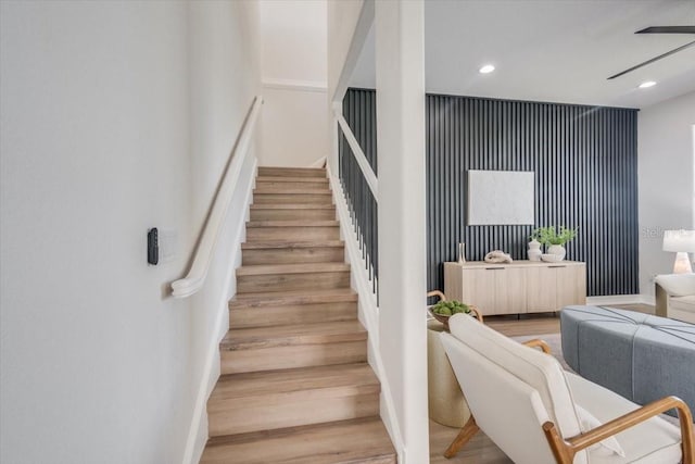 800 NW 36th Ave, Cape Coral, FL 33993 - stairway featuring recessed lighting and wood finished floors