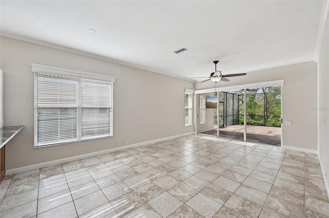 6744 Hickory Hammock Cir, Bradenton, FL 34202 - unfurnished room featuring a ceiling fan, baseboards, and crown molding