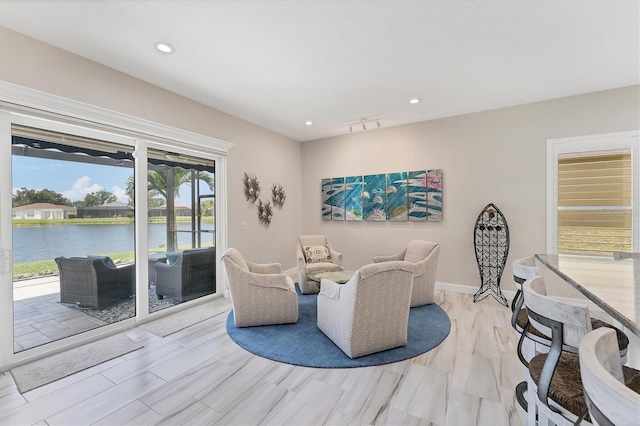 5142 51st Ln W, Bradenton, FL 34210 - sitting room featuring a water view and recessed lighting