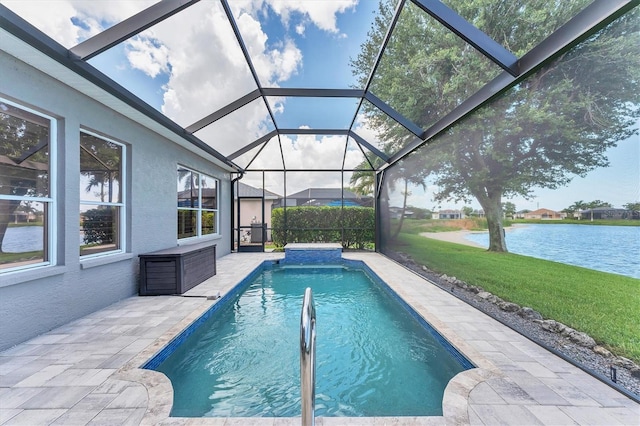 5142 51st Ln W, Bradenton, FL 34210 - outdoor pool featuring a water view, a yard, a patio area, and a lanai