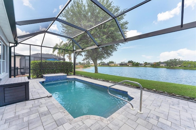 5142 51st Ln W, Bradenton, FL 34210 - outdoor pool with a water view, a lawn, a patio area, and a lanai