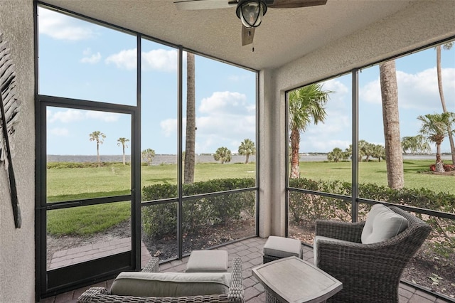 850 Tidewater Shores Loop Unit 108, Bradenton, FL 34208 - sunroom / solarium featuring ceiling fan