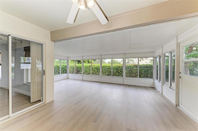 4811 14th Ave E, Bradenton, FL 34208 - unfurnished sunroom with a ceiling fan and wood finished floors