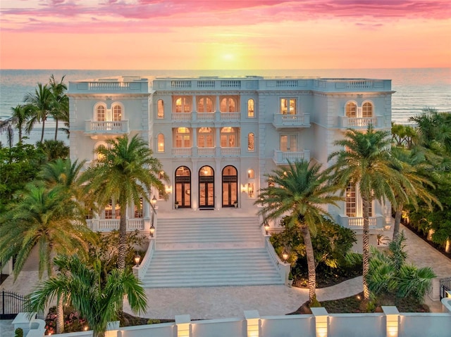 845 Longboat Club Rd, Longboat Key, FL 34228 - view of front of property with a balcony and a water view