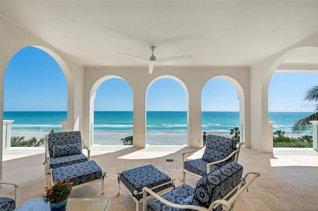 845 Longboat Club Rd, Longboat Key, FL 34228 - view of patio / terrace with view of water and beach