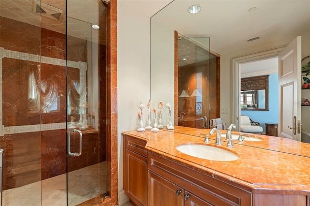845 Longboat Club Rd, Longboat Key, FL 34228 - full bath featuring vanity, a stall shower, and recessed lighting