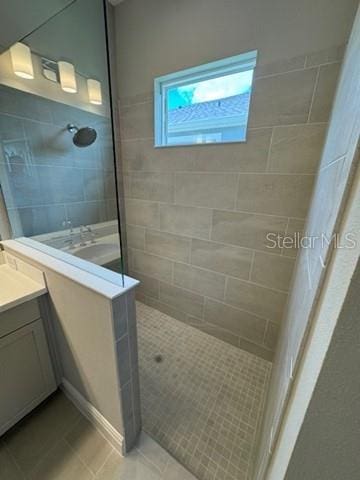24827 Buckingham Way, Port Charlotte, FL 33980 - full bathroom with vanity, walk in shower, and tile patterned flooring