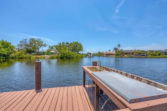 619 Albee Farm Rd N, Nokomis, FL 34275 - dock area featuring a water view and a sink