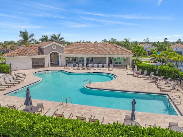 460 Daylily Blvd, Nokomis, FL 34275 - community pool with a patio area and french doors