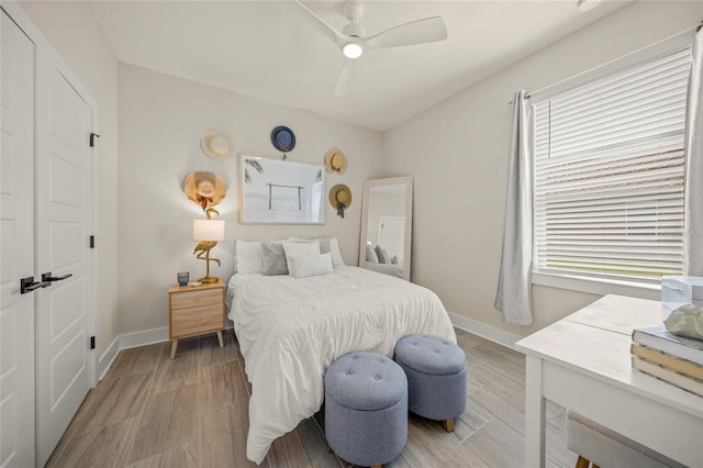 460 Daylily Blvd, Nokomis, FL 34275 - bedroom featuring wood finished floors, baseboards, and a ceiling fan