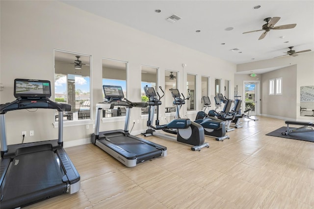 460 Daylily Blvd, Nokomis, FL 34275 - gym featuring healthy amount of natural light, ceiling fan, and baseboards