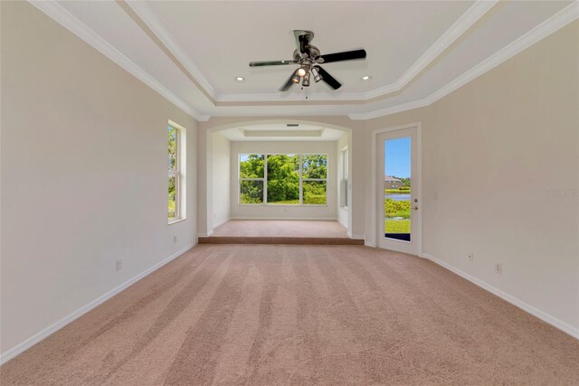 4307 70th Ave E, Ellenton, FL 34222 - carpeted spare room with a raised ceiling, ornamental molding, ceiling fan, and baseboards