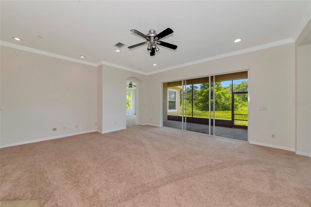 4307 70th Ave E, Ellenton, FL 34222 - empty room with ceiling fan, plenty of natural light, baseboards, recessed lighting, and ornamental molding