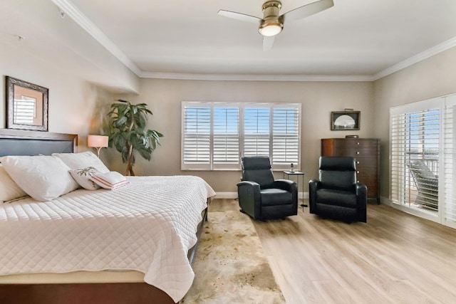 2825 Terra Ceia Bay Blvd Unit 1804, Palmetto, FL 34221 - bedroom with multiple windows, wood finished floors, ornamental molding, and ceiling fan