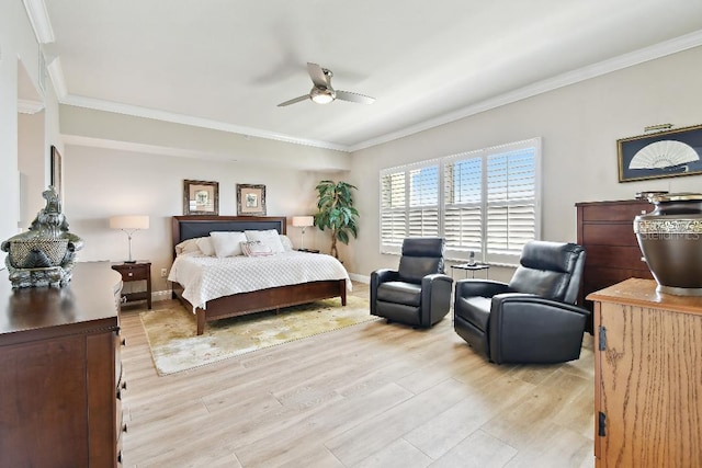 2825 Terra Ceia Bay Blvd Unit 1804, Palmetto, FL 34221 - bedroom with light wood finished floors, crown molding, and a ceiling fan