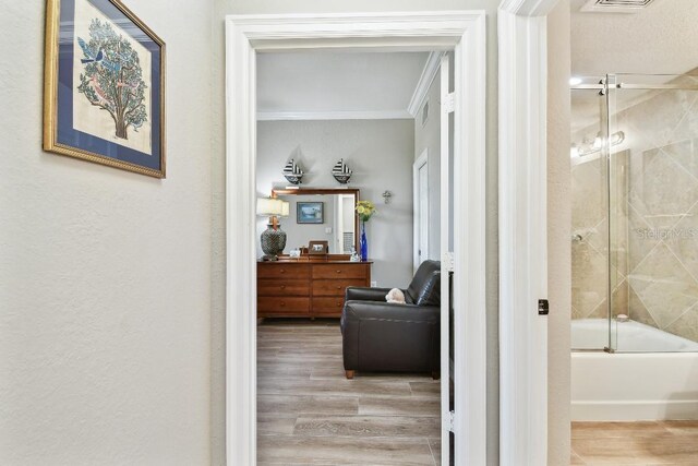 2825 Terra Ceia Bay Blvd Unit 1804, Palmetto, FL 34221 - corridor featuring ornamental molding and wood finished floors