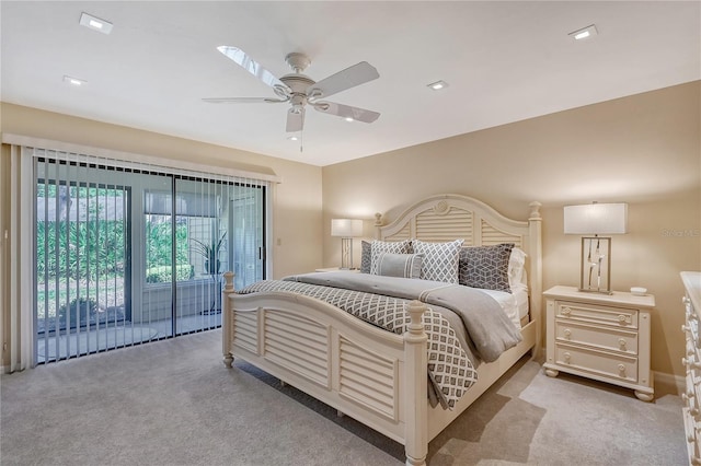 4555 Chandlers Forde Unit 47, Sarasota, FL 34235 - bedroom featuring carpet, access to outside, a ceiling fan, and baseboards