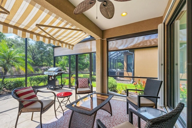5117 Serata Dr, Bradenton, FL 34211 - sunroom featuring ceiling fan