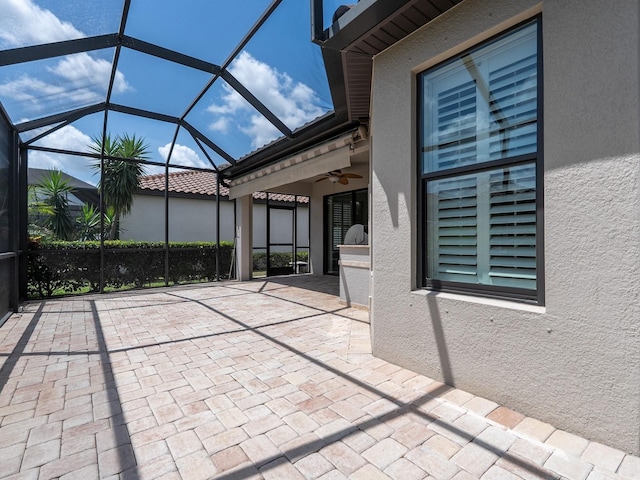 4949 Savona Run, Bradenton, FL 34211 - view of patio with ceiling fan and glass enclosure