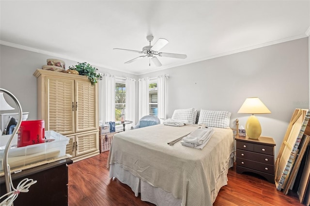2204 67th St W, Bradenton, FL 34209 - bedroom with crown molding, wood finished floors, and ceiling fan