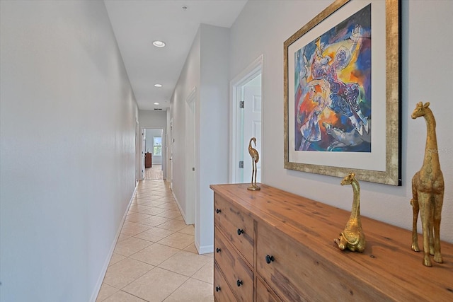 7325 Skybird Rd Unit 399, Bradenton, FL 34209 - hall featuring light tile patterned floors, baseboards, and recessed lighting