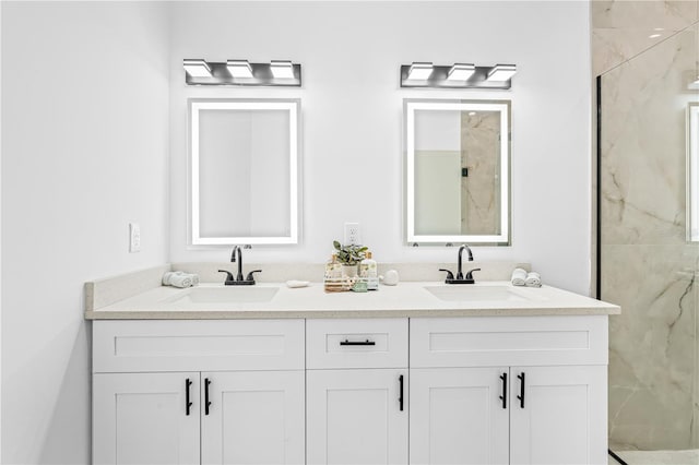 920 Barton St E, Lehigh Acres, FL 33974 - full bathroom with double vanity and a marble finish shower