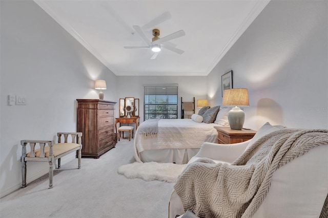 5695 Palmer Cir Unit 203, Bradenton, FL 34211 - bedroom featuring light carpet, ornamental molding, and a ceiling fan