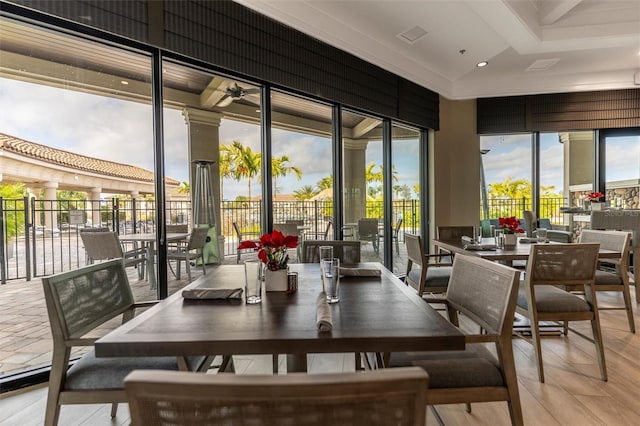 5695 Palmer Cir Unit 203, Bradenton, FL 34211 - sunroom / solarium featuring wood finished floors and recessed lighting