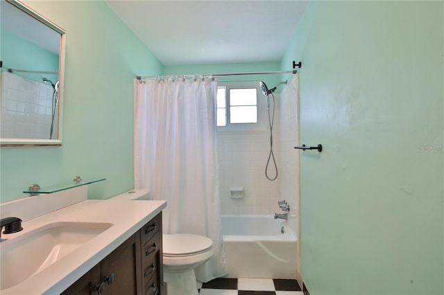 7355 Cass Cir, Sarasota, FL 34231 - full bath with vanity, shower / bath combination with curtain, and tile patterned floors