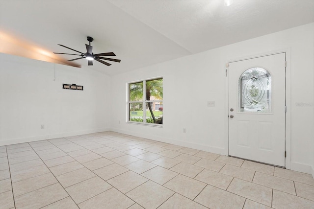 5433 81st Avenue Cir E, Palmetto, FL 34221 - entryway with light tile patterned floors, ceiling fan, and baseboards