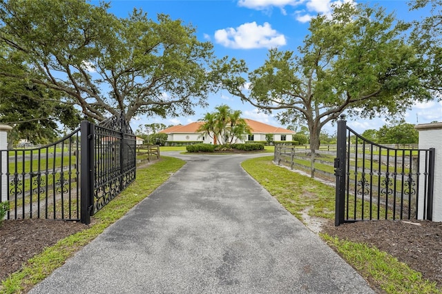 7025 Saddle Creek Cir, Sarasota, FL 34241 - view of asphalt driveway featuring a gate and a gated entry