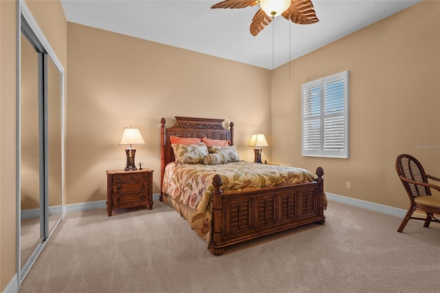 7025 Saddle Creek Cir, Sarasota, FL 34241 - carpeted bedroom with a closet and a ceiling fan
