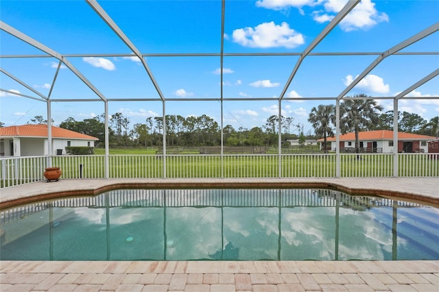 7025 Saddle Creek Cir, Sarasota, FL 34241 - view of pool with a lawn and a lanai