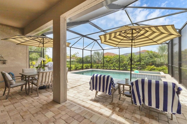 4524 Baltry Ct, Bradenton, FL 34211 - outdoor pool featuring a patio, a lanai, and outdoor dining space