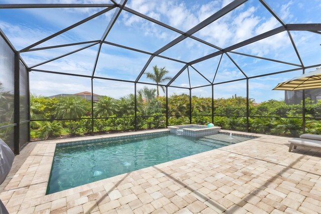 4524 Baltry Ct, Bradenton, FL 34211 - view of pool with a patio area, a pool with connected hot tub, and glass enclosure
