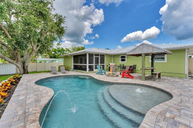 7727 9th Avenue Dr NW, Bradenton, FL 34209 - view of pool featuring a sunroom and a patio area