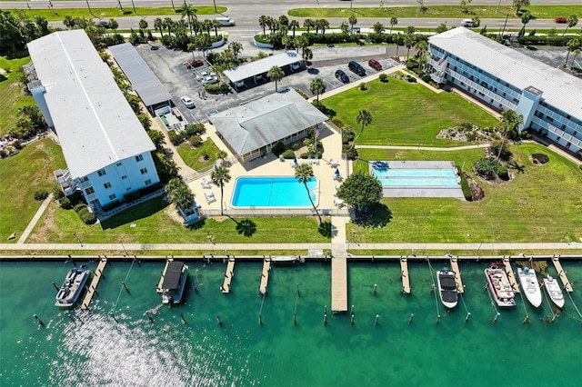 767 John Ringling Blvd Unit 25, Sarasota, FL 34236 - drone / aerial view of a pool area and a large body of water