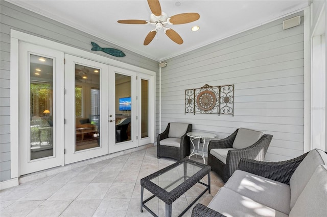 315 Sapphire Lake Dr Unit 101, Bradenton, FL 34209 - sunroom / solarium featuring french doors and a ceiling fan