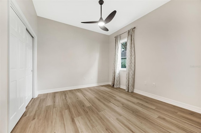 5103 Twin Creeks Dr, Valrico, FL 33596 - unfurnished bedroom featuring light wood-style flooring, a closet, and a ceiling fan