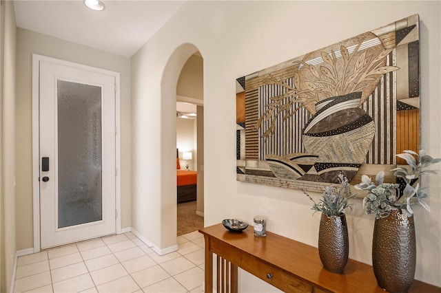 8579 54th Avenue Cir E, Bradenton, FL 34211 - tiled foyer with arched walkways and recessed lighting