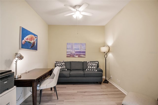 8579 54th Avenue Cir E, Bradenton, FL 34211 - office with a ceiling fan and light wood-style floors