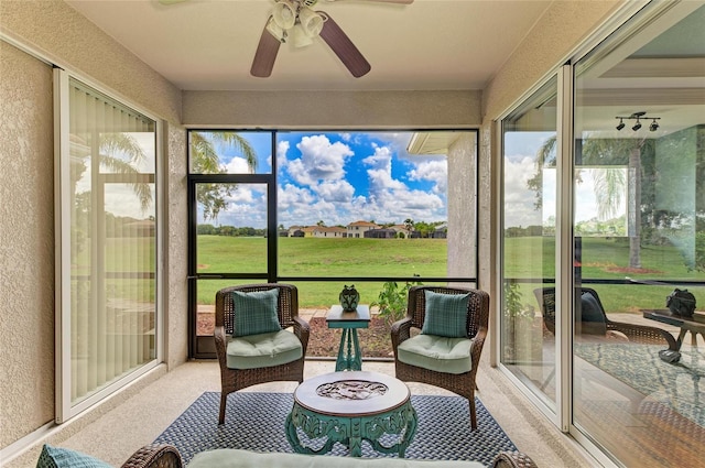 8906 Stone Harbour Loop, Bradenton, FL 34212 - sunroom with a ceiling fan