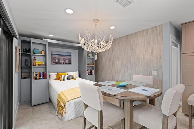 5806 Gulf Dr Unit 201S, Holmes Beach, FL 34217 - bedroom featuring a chandelier and recessed lighting
