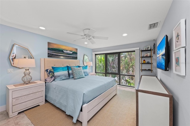 5806 Gulf Dr Unit 201S, Holmes Beach, FL 34217 - bedroom featuring recessed lighting and a ceiling fan