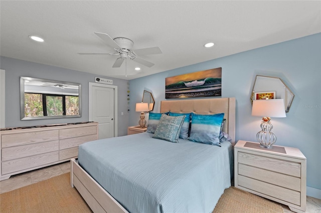 5806 Gulf Dr Unit 201S, Holmes Beach, FL 34217 - bedroom featuring recessed lighting and ceiling fan